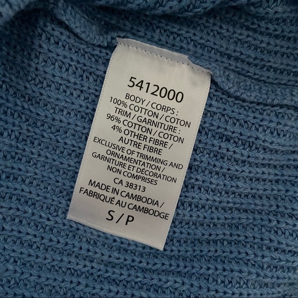 ELLE BRAND LIGHT BLUE POLKA DOT SWEATER WITH WHITE SPOTS, SMALL, 100% COTTON - Picture 5 of 5